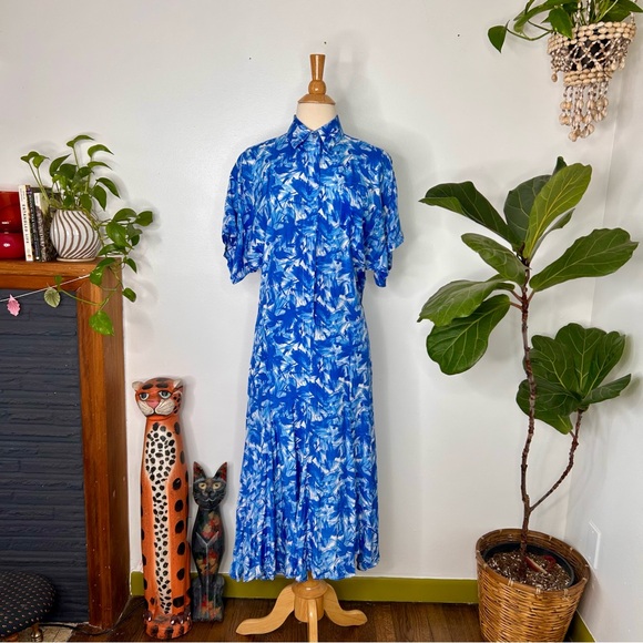 Vintage United Colors of Benetton silk midi dress - Picture 3 of 7